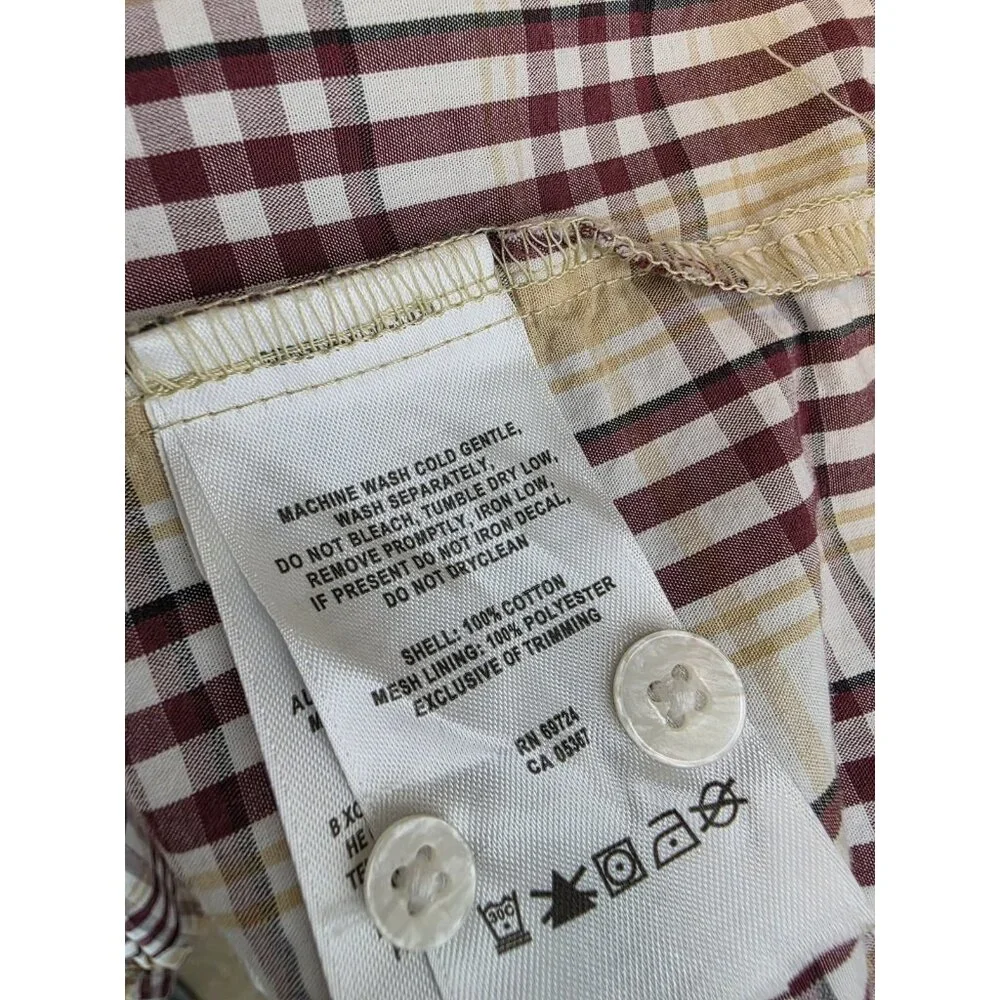 Florida State University FSU Mens Columbia Shirt Sz Large Plaid Short Sleeve Top